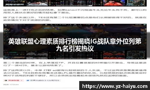 英雄联盟心理素质排行榜揭晓IG战队意外位列第九名引发热议